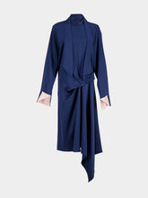 Stella McCartney Navy Blue Draped Satin Midi Dress