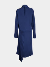 Stella McCartney Navy Blue Draped Satin Midi Dress