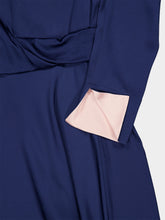Stella McCartney Navy Blue Draped Satin Midi Dress