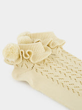 Valentino Garavani Beige Cotton Socks with Pom-Pom Detail