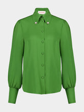 Valentino Garavani Green Silk Georgette Button-Down Shirt