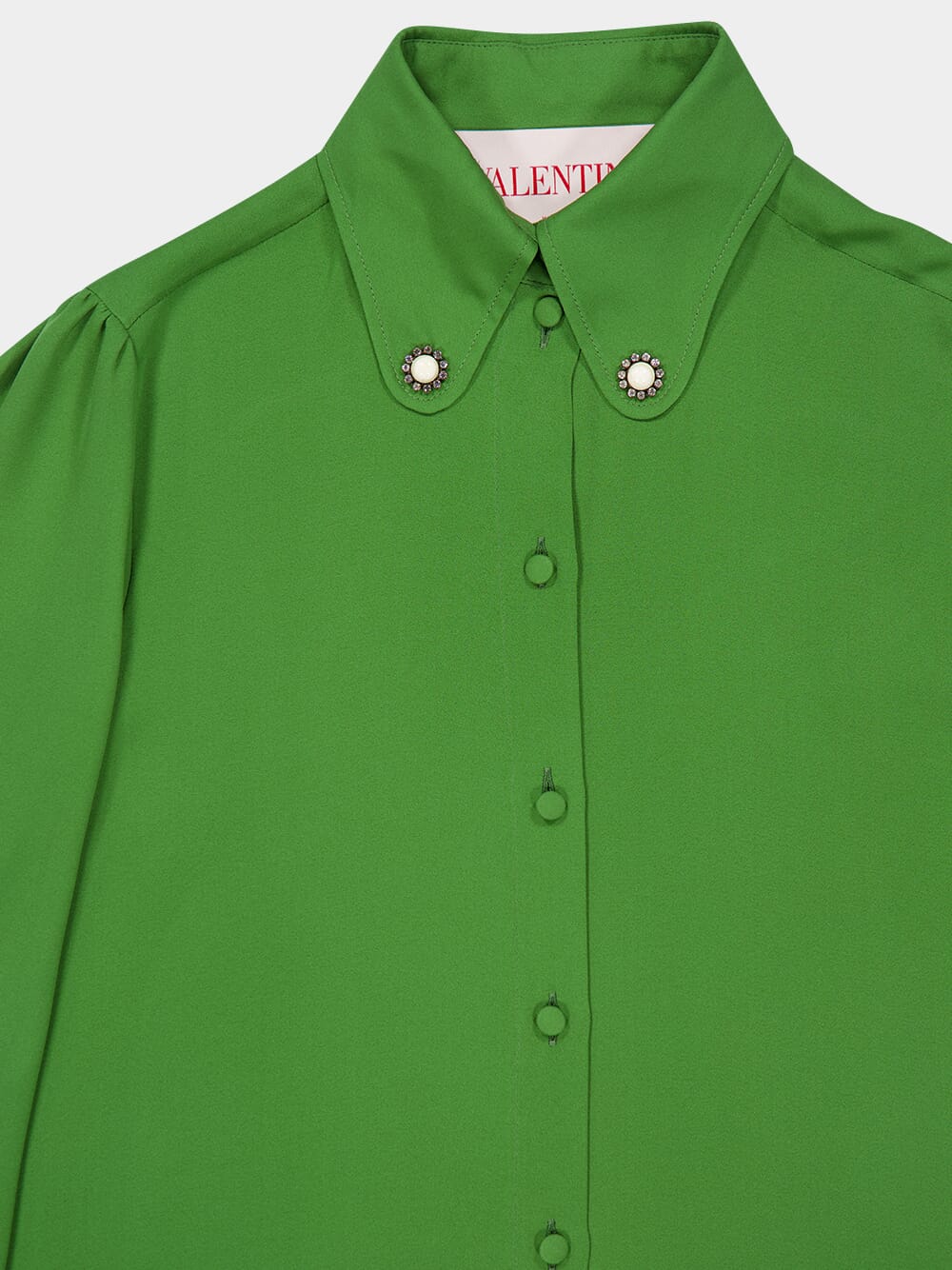 Green Silk Georgette Button-Down Shirt