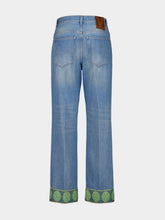 Valentino Garavani Blue Denim Trousers with Jacquard Trims