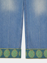 Valentino Garavani Blue Denim Trousers with Jacquard Trims