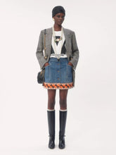 Valentino Garavani Blue Denim Skirt with Jacquard Trims