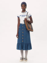 Valentino Garavani Ivory and Electric Blue Cotton Jersey T-Shirt