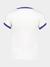 Valentino Garavani Ivory and Electric Blue Cotton Jersey T-Shirt