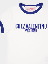 Valentino Garavani Ivory and Electric Blue Cotton Jersey T-Shirt