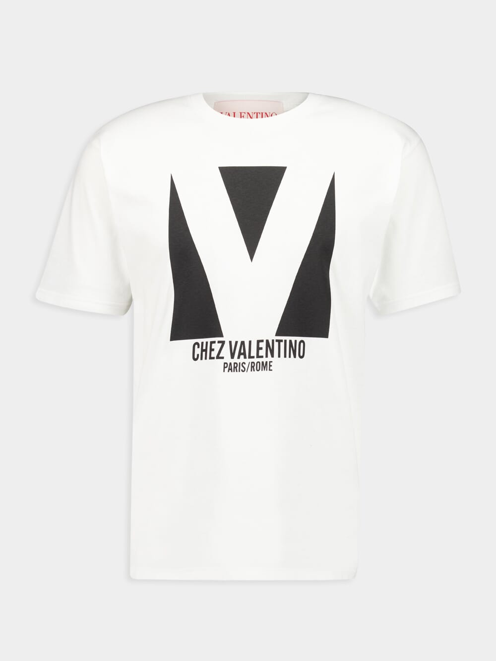 White Chez Valentino Print Cotton T-Shirt