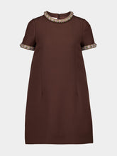 Brown Embroidered Crepe Couture Short Dress