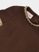 Valentino Garavani Brown Embroidered Crepe Couture Short Dress