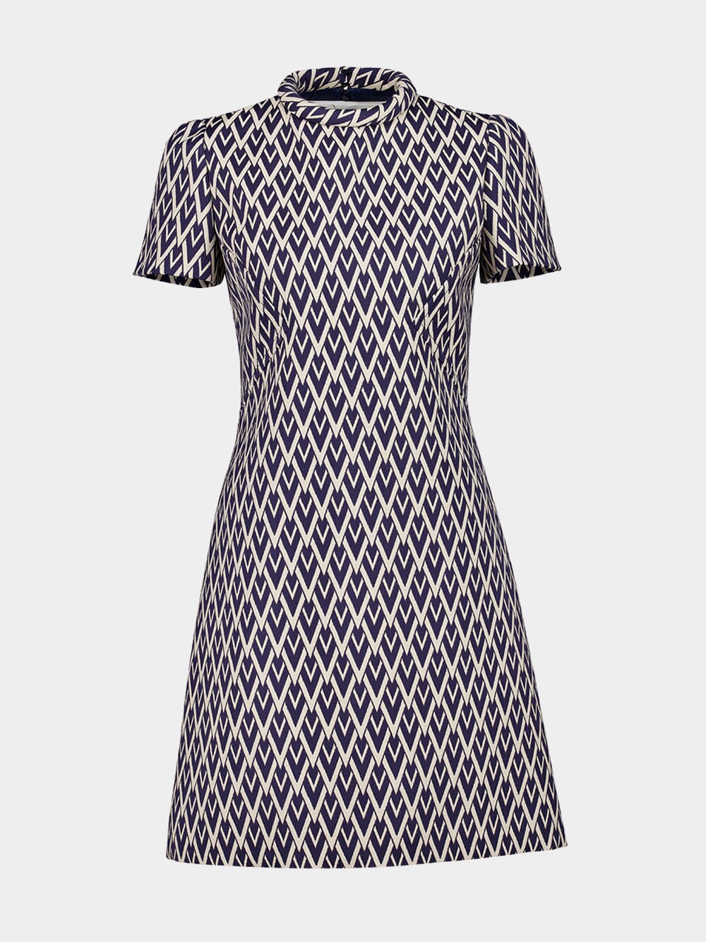 Night Blue Short Dress in Toute la V Jacquard