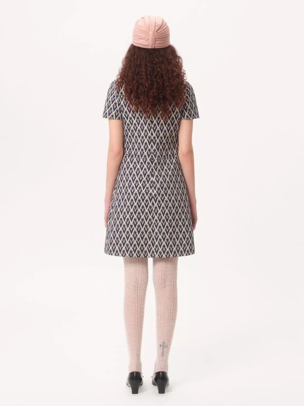 Night Blue Short Dress in Toute la V Jacquard