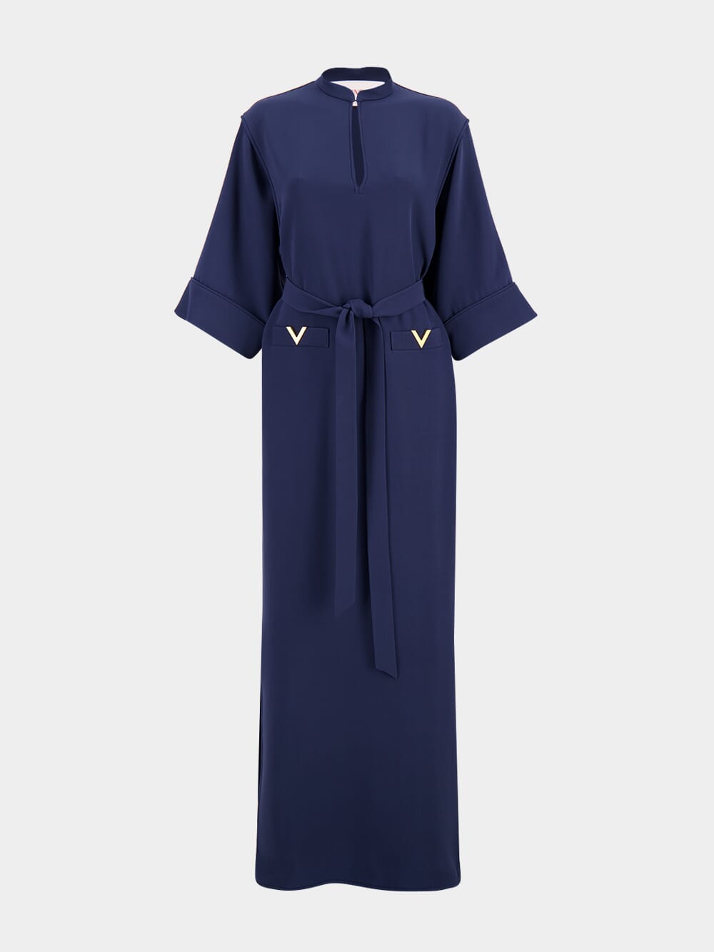 Indigo Cady Couture Silk Maxi Gown