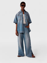 Stella McCartney Popper-Studded Bootcut Washed Denim Jeans