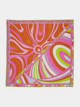 Pucci Orange Marmo and Iride Print Silk Carré Scarf