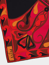 Pucci Black and Orange Orchidee Print Triangle Scarf