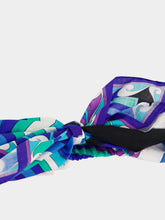Pucci Turquoise and Blue Iride Print Cotton Bow Headband