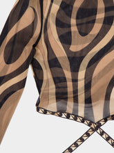 Pucci Beige and Black Marmo Tulle Crop Top