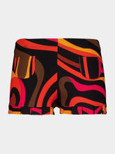 Pucci Black and Orange Marmo Print Low-Rise Shorts
