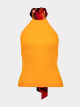 Pucci Orange Silk Detail Halterneck Top