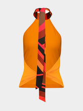 Pucci Orange Silk Detail Halterneck Top