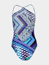 Pucci Turquoise and Blue Vivara Print Cross-Strap Swimsuit