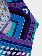 Pucci Turquoise and Blue Vivara Print Cross-Strap Swimsuit