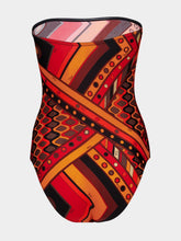Pucci Black and Orange Vivara Print Bandeau Swimsuit