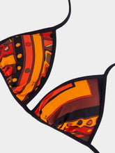Pucci Black and Orange Vivara Print Triangle Bikini Top