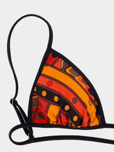 Pucci Black and Orange Vivara Print Triangle Bikini Top