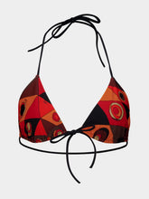 Pucci Black and Orange Occhi Bikini Top