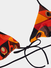Pucci Black and Orange Occhi Bikini Top
