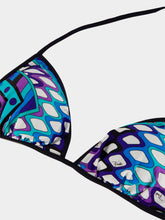 Pucci Turquoise and Blue Vivara Print Triangle Bikini Top