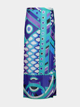 Pucci Turquoise and Blue Vivara Print Cotton Sarong Skirt