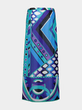 Pucci Turquoise and Blue Vivara Print Cotton Sarong Skirt