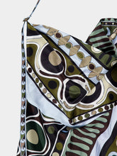 Pucci Khaki and Blue Soleil Print Satin Halter Dress