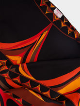 Pucci Black and Orange Marmo Print Silk Cape Dress