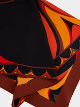 Pucci Black and Orange Marmo Print Silk Cape Dress