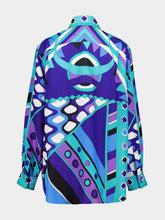 Pucci Turquoise and Blue Vivara Print Silk Shirt