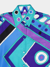 Pucci Turquoise and Blue Vivara Print Silk Shirt