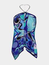 Pucci Turquoise and Blue Orchidee Chain Top