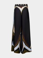 Pucci Khaki and Blue Fari Print Silk Palazzo Pants