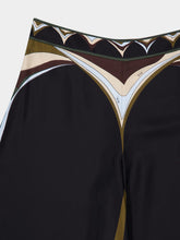 Pucci Khaki and Blue Fari Print Silk Palazzo Pants