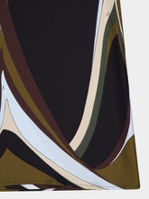Pucci Khaki and Blue Fari Print Silk Palazzo Pants