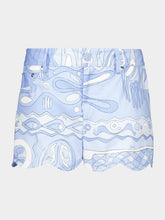 Pucci Pale Blue Angoli Print Scallop Shorts
