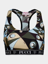 Pucci Khaki and Blue Occhi Print Sports Bra