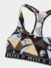 Pucci Khaki and Blue Occhi Print Sports Bra