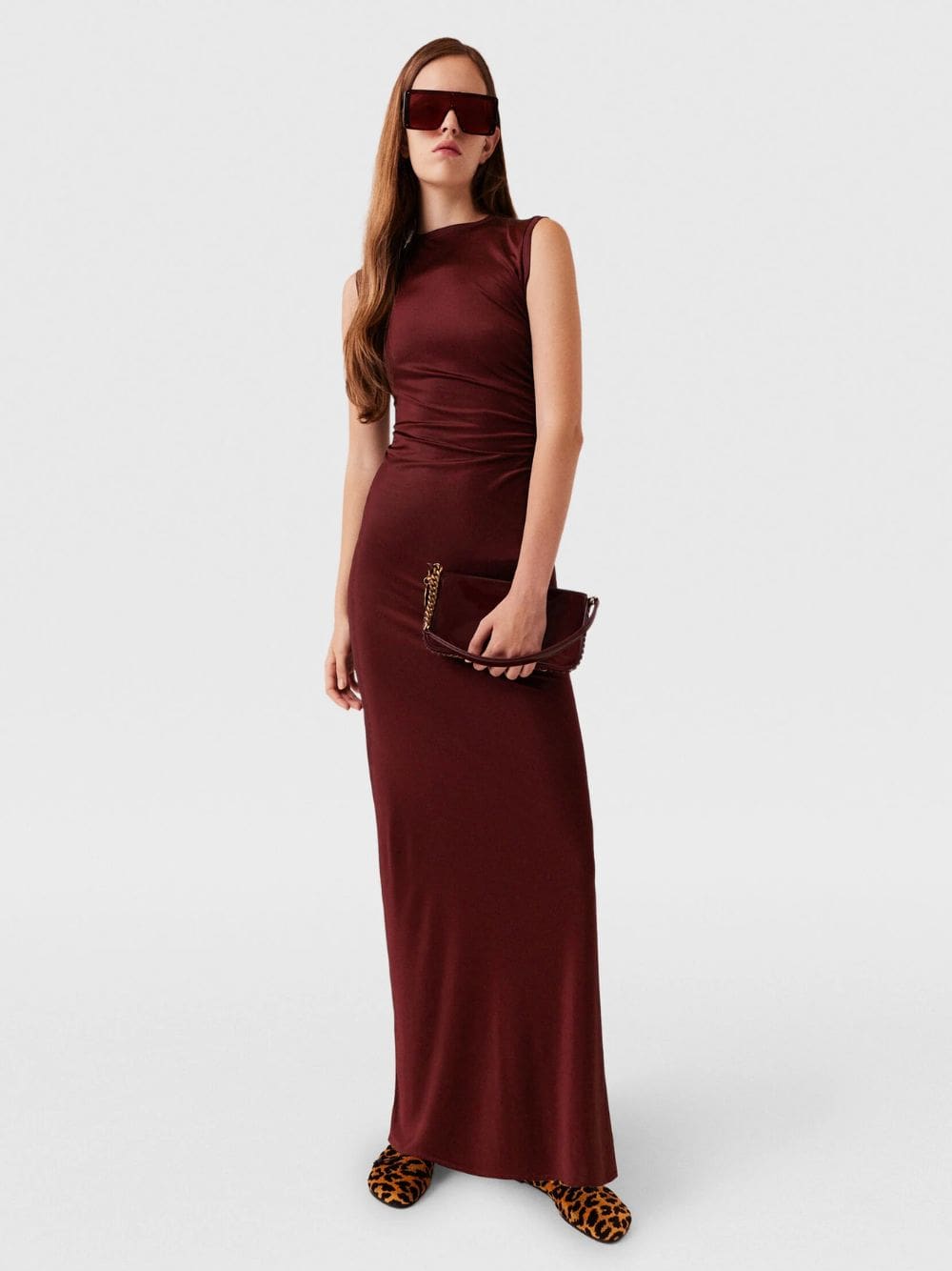 Dark Cherry Satin Maxi Dress