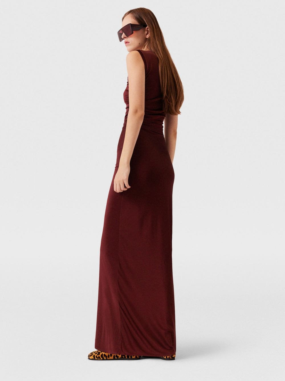 Dark Cherry Satin Maxi Dress